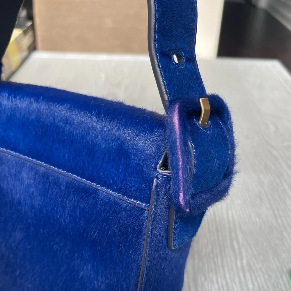 Tory Burch BLUE Mini Pony Hair Shoulder Bag